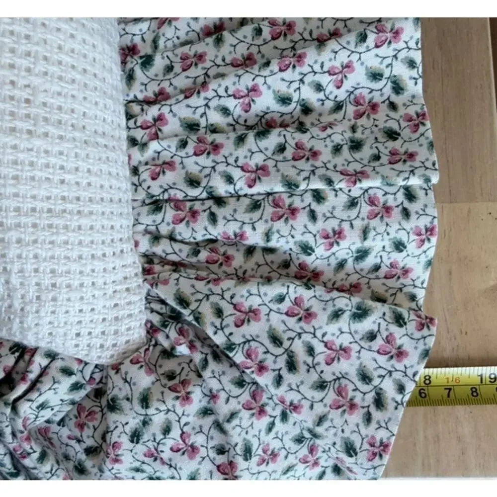 Charming Handmade Needlepoint Flowers Accent Pillows Ruffled Ditsy Floral Trim